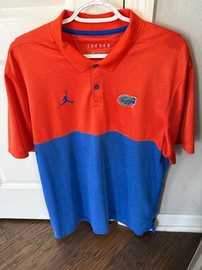 Jordan Two-Tone Orange and Blue Polo with Embroidered Florida Gator Logo